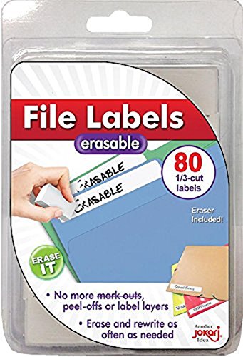 Jokari Label Once Erasable File Labels Refill Pack, 80-Count