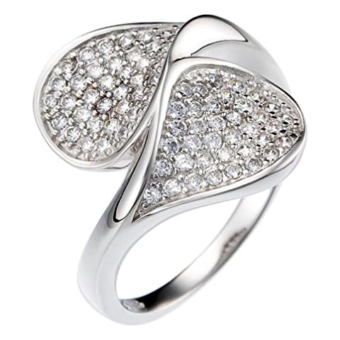 ORPHELIA 925 Plata Damen-Anillo Chapado en rodio Blancos Talla Redonda ZR-3664 Cover