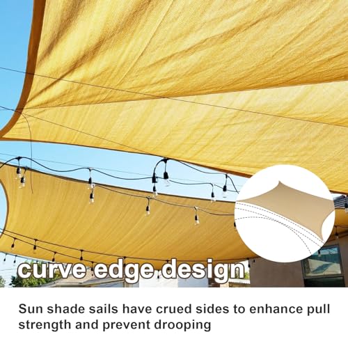 Sunlax Sun Shade Sail,8'X10' Sand Rectangle Canopy Shades thumb #3
