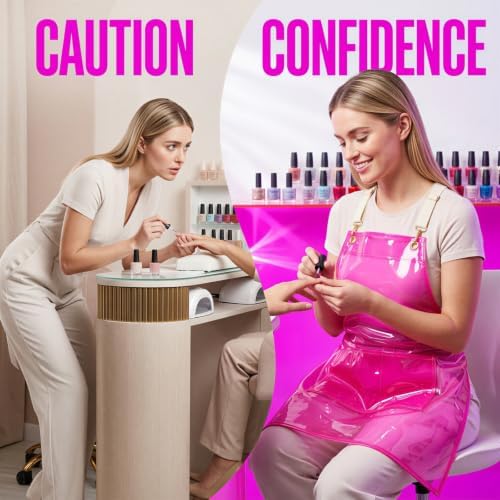 Hairstylist Apron, Pink TPU Transparent Apron with Front Pocket, Waterproof Salon Apron for Hair Stylists, Adjustable Oil-proof Smock for Nail Techs, Barber Shop, Kitchen, One Size Fits Most — view 4