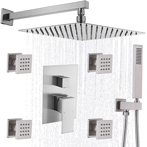 ENGA Bathroom Massage Body Spray Shower System 12-inch Rainfall Showerhead ...
