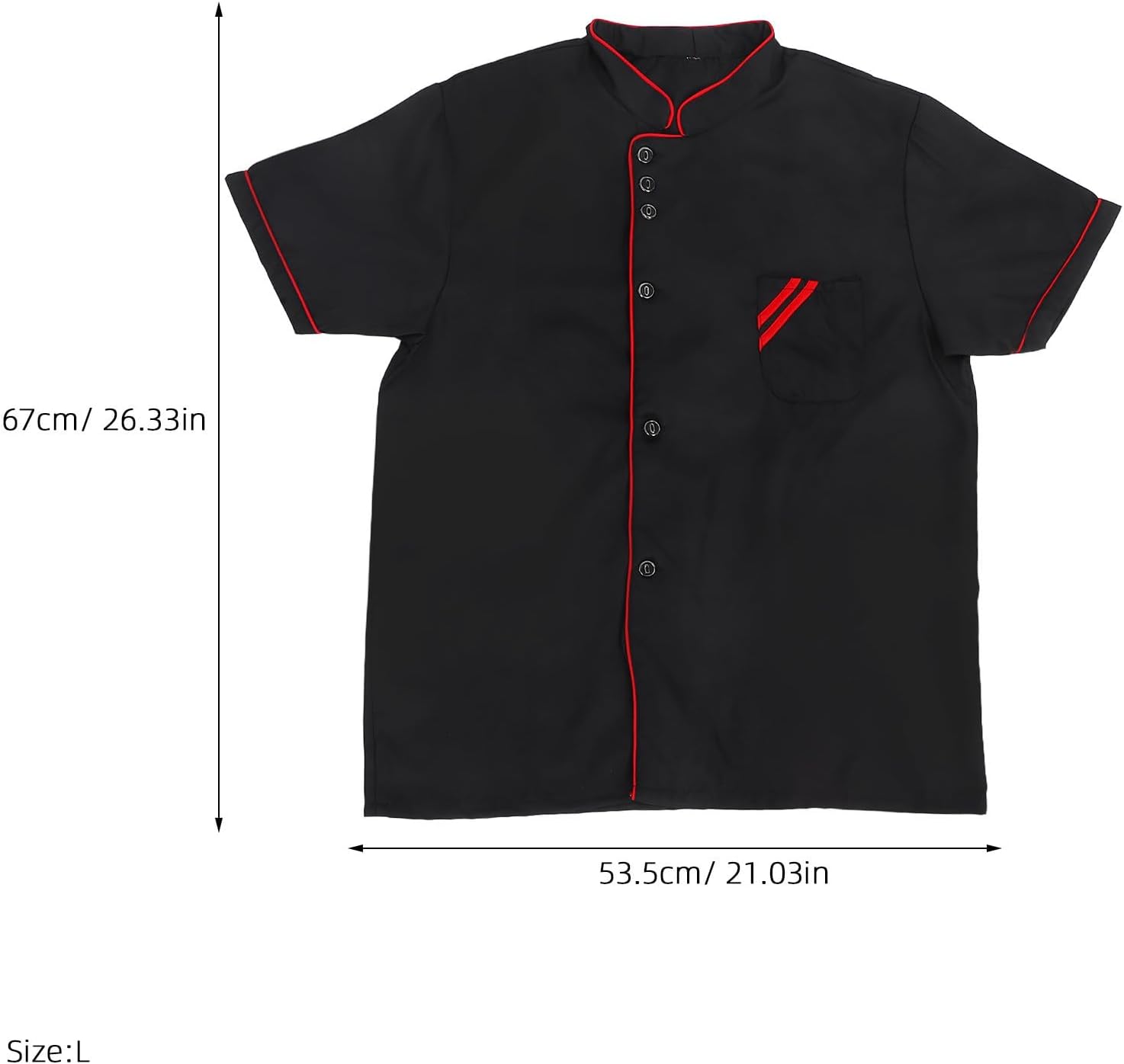 Short Sleeve Chef Jacket Black Polyester Unisex Restaurant Uniform