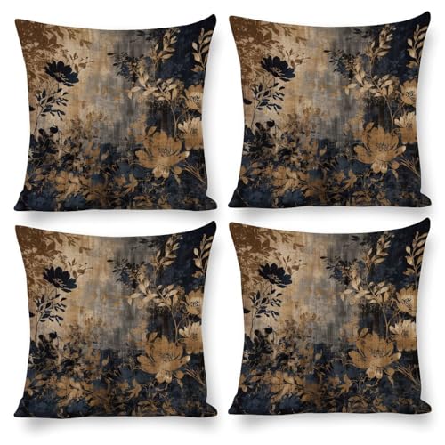Housse de coussin 50,8 cm fleurs dorees textile haut de gamme - 2
