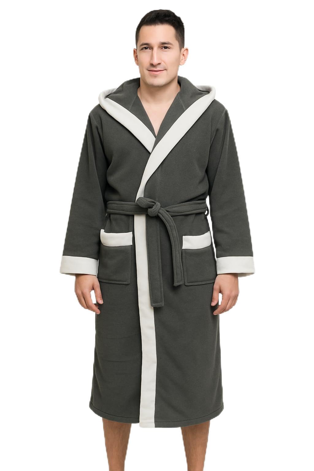 Men’s Shawl Collar Designer Dressing Gown Bathrobe, Housecoat Loungewear Super Soft Luxury Microfiber Terry Cotton Warm Cosy Fleece Nightwear Robe Spa Hotel Sleepwear