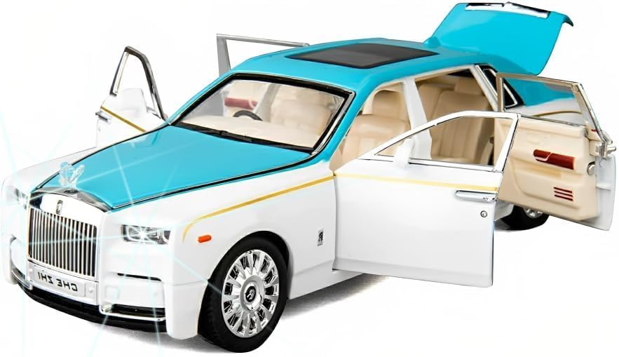 Image of Invite Enterprise Diecast Model Metal Pull-Back Car with Sound Light and Opening Doors: A Kids' Toy Vehicle Gift (1:32 Rolls Royce Phantom New Model - Multicolor)