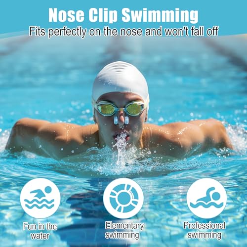 Wanmu 6Pcs Swimming Nose Clip, Soft Silicone Swim Nose Plugs, with Storage Cases, Non-Slip Waterproof Fit for Adults, Kids, Children Aged 7+, Pool Training Diving Swimming Water Sports
