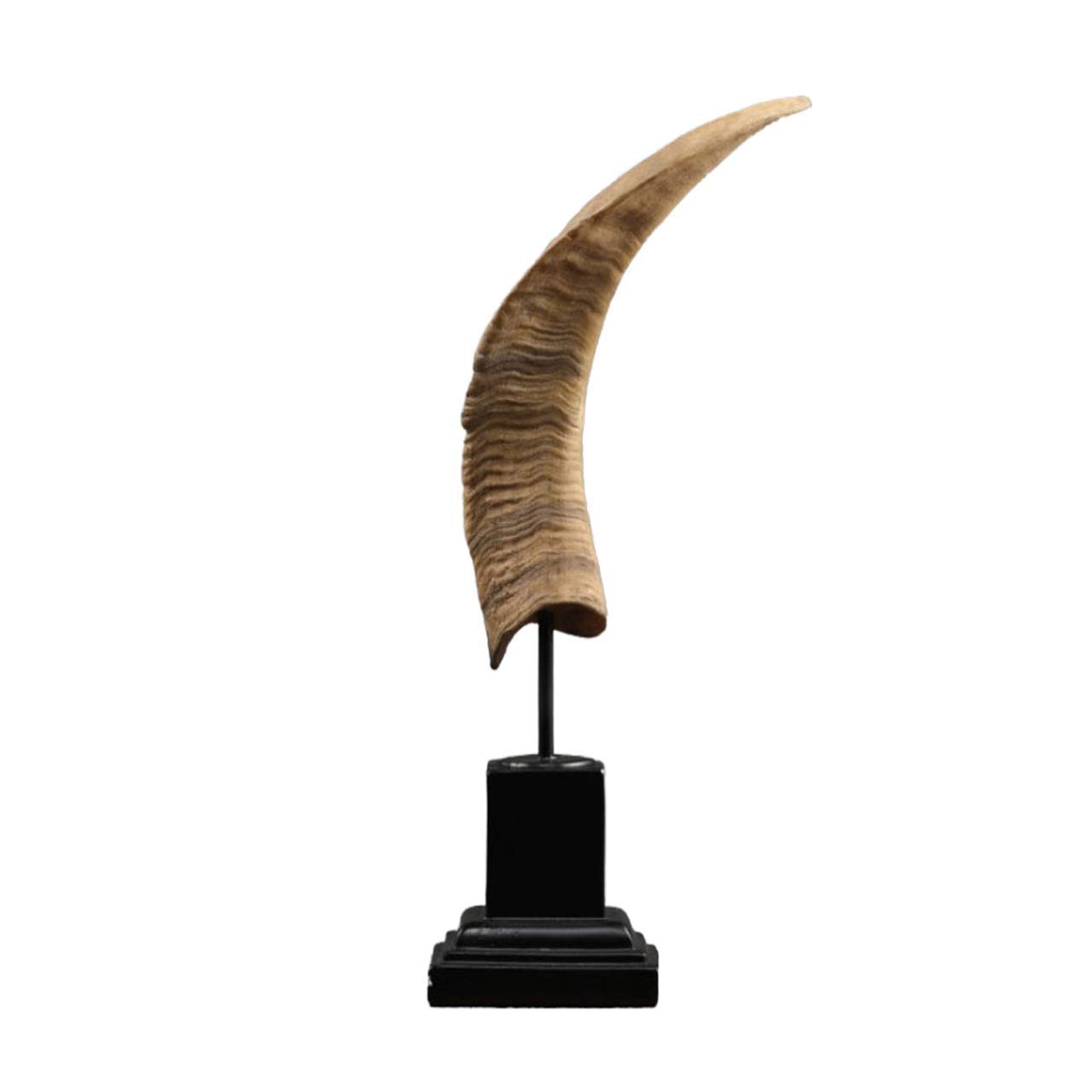 Sculpture d'art en résine aspect corne de buffle au design épuré pour intérieur