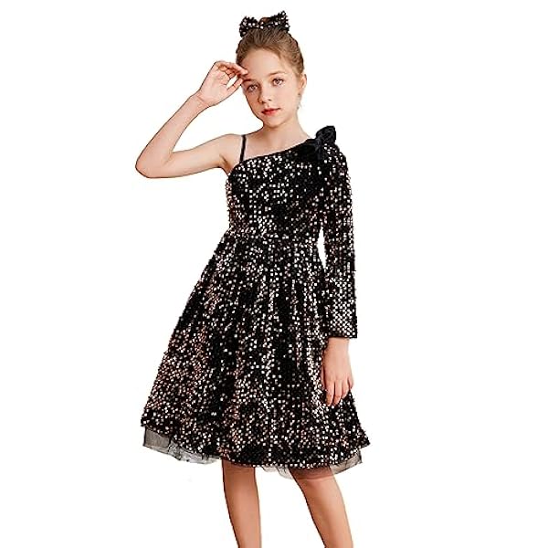 GRACE KARIN Vestido Festivo de Lentejuelas Brillantes para niñas con Diadema CL1001