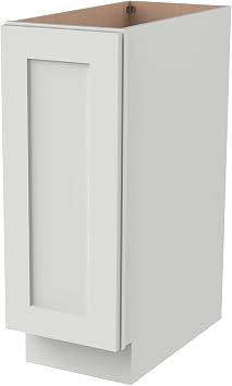 RTA Solid Wood Frame Base Cabinet with Full Height Door - 1 Door & 1 Adjustable Shelf, Kitchen Storage Cabinet for Entryway, Living Room, Office 21" W x 24" D x 34.5" H, Shaker Origami White