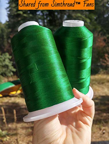 Simthread All Purpose Polyester Embroidery Machine Thread Huge Spool 5000M 5500Y for Sewing Embroidery Machines - 3 Green
