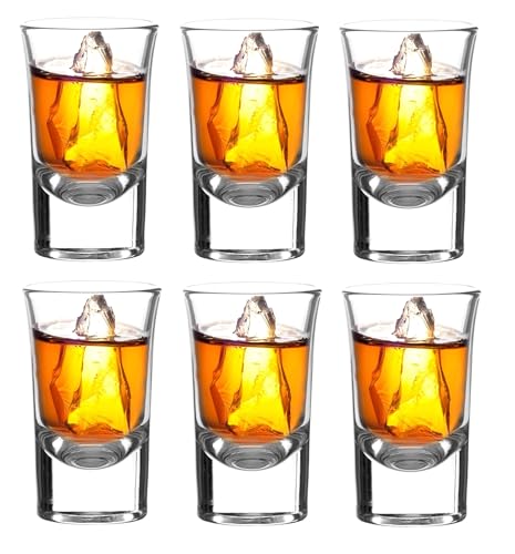 Image of VILON Premium Shot Glasses Set of 6 Heavy Base Vodka & Tequila Shot Crystal Transparent Glass (Round Shot Glass 40ML)