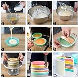 Ovtai 4 sztuki foremek silikonowych, 20 cm, tęczowe formy do pieczenia, silikonowe, okrągłe, szczelne, warstwowe, nieprzywierające, z powłoką zapobiegającą przywieraniu (różowe i zielone)