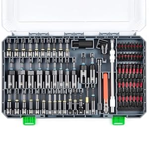 Juego de 86 destornilladores de tuercas de impacto magnéticos, juego de brocas métricas y SAE con adaptadores de enchufe, soporte para brocas, destornillador de tuerca de ala, enchufes universales