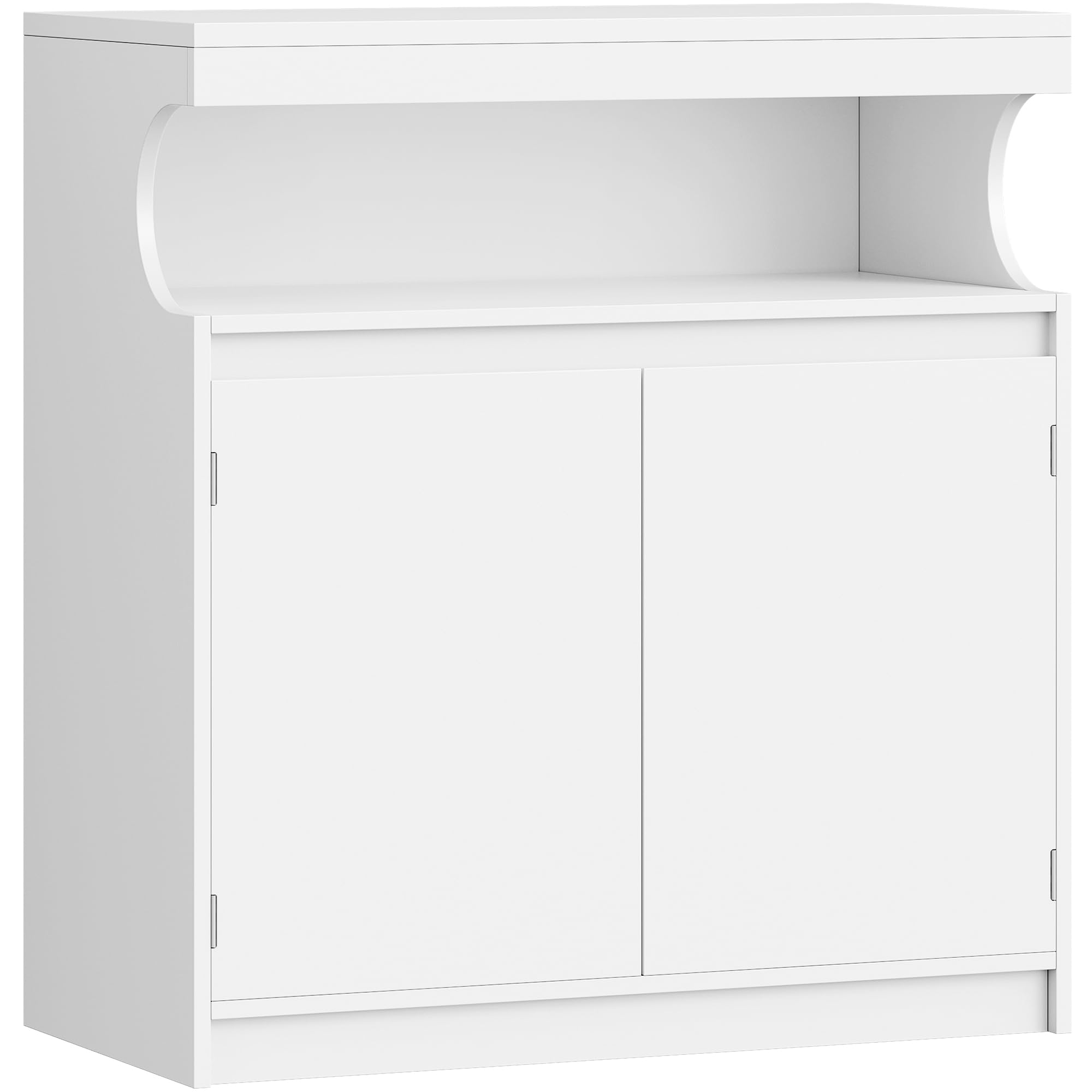 Hzuaneri Meuble Cuisine, Buffet à 2 Portes, Meuble de Rangement avec Espace Ouvert, Commode, Style Moderne, Étagères Réglables, Adapté à la Cuisine ou au Salon, 40 x 80 x 85 cm, Blanc SC80003X | Section de buffet ouverte, étagères réglables, armoire de ra