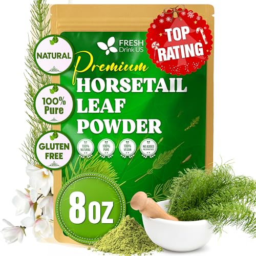 Image of FreshDrinkUS, Horsetail Leaf Powder 8oz | Premium Quality, Sustainably Sourced, All-Natural Herbal Powder for Tea, Smoothies, and DIY Creations | Resealable Pouch for Freshness
