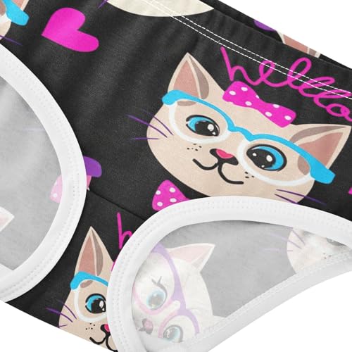 Cotton Girls Underwear Toddlers Cute Cat Faces Colorful Bows Black Panties Little Girl Artistic Kids Briefs Undies 2t4