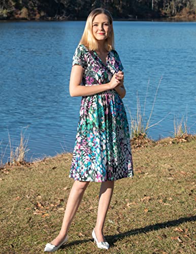 Image of Newshows Women's Pockets Wrap V Neck Floral Summer Vacation Casual Sundress | Wrinkle Free, Stretchy, Summer Beach Floral Sundress 2026, Casual Dress for Vacation, Guaduation, Side Pockets, A-line