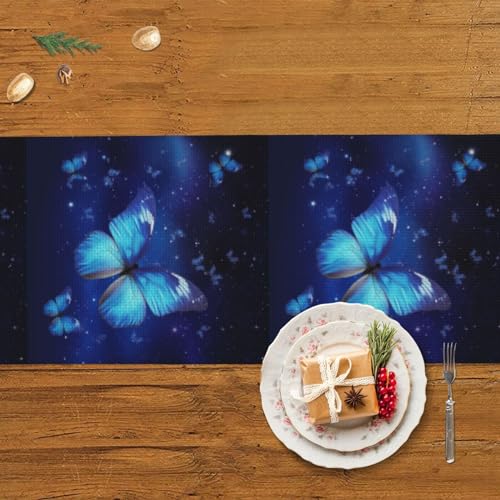 Chemin de table rustique bleu pour table basse ou repas - 6