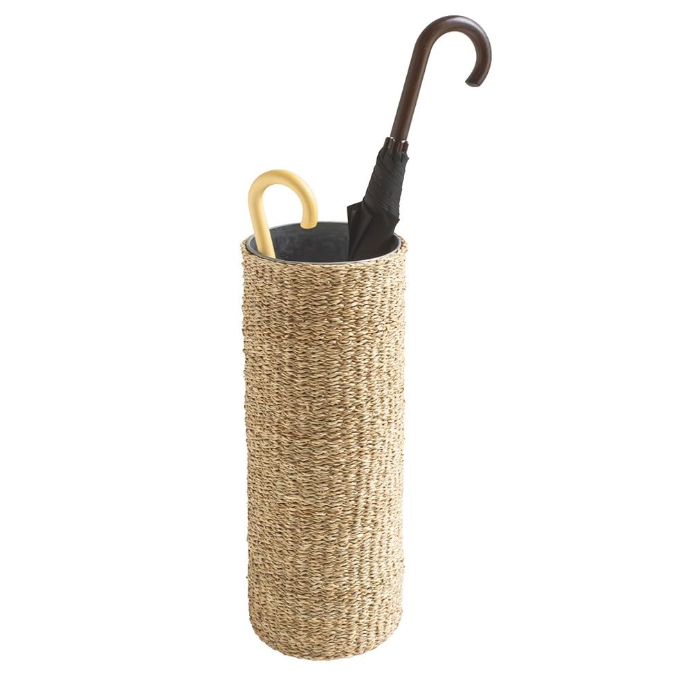Porte Parapluie 21 x 21 x 57 cm Jonc de Mer Métal Rangement Parapluie Naturel