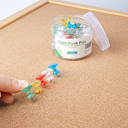 image for UpdateClassic 60 PCS Gaint Push Pins, 1 Inch, Jumbo Thumb Tacks, Steel
