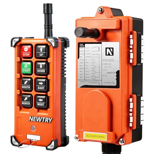 NEWTRY 8 Buttons Wireless Crane Remote Control 12V Industrial Channel Electric Lift Hoist Wireless Switch Transmitter Receiver (A Transmitter + 12V Receiver)