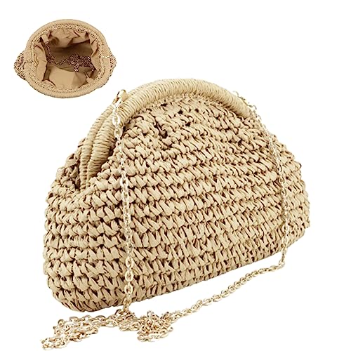 Sac à main d'épaule de plage léger en paille avec grande ouverture pour l'été