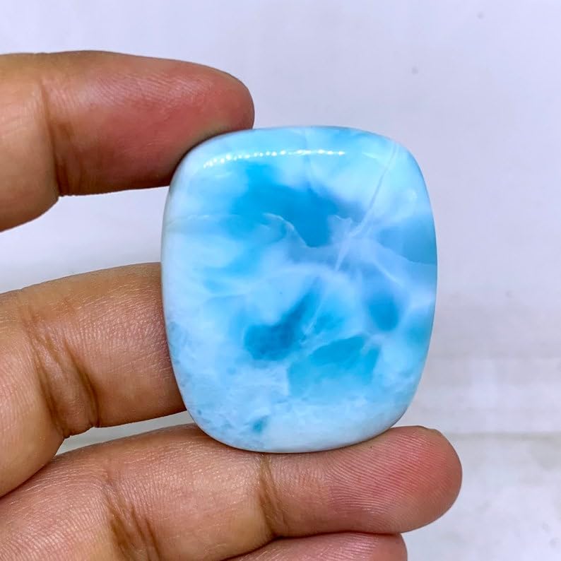 Larimar naturel cabochon rectangulaire de qualité gemme pour création joaillerie unique