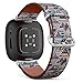 CJBROES Replacement Leather Watch Band, Compatible with Fitbit Versa 3 and Fitbit Sense of Wristband Bracelet Accessory - Colorful Geometric