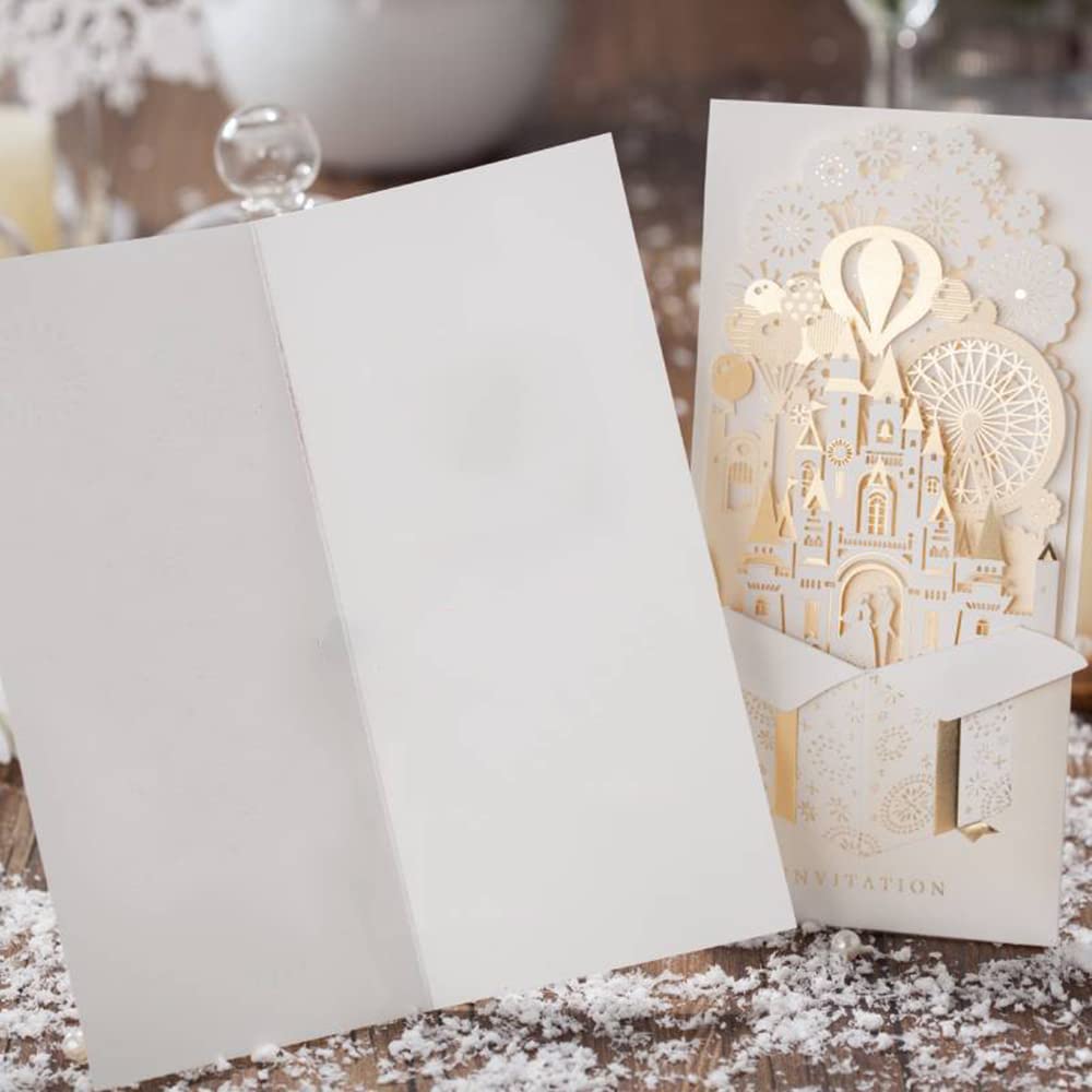 Gooji Biglietto Di Auguri Matrimonio Con Abito Da Sposa – Taglio Laser, Lamina Oro, 12,7x17,8 Cm, Con Busta, Regalo Per Sposi - 4