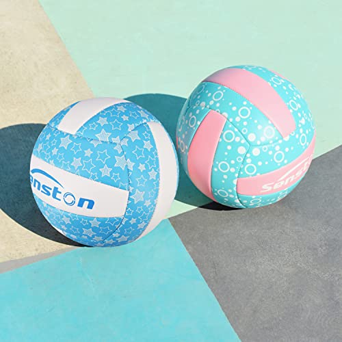 Senston Glow In The Dark Volleyball Size 5, Glowing Leather Volleyball -Gift For Kids, Men, Women Indoor Outdoor Night Volleyball With Pump #TOP4