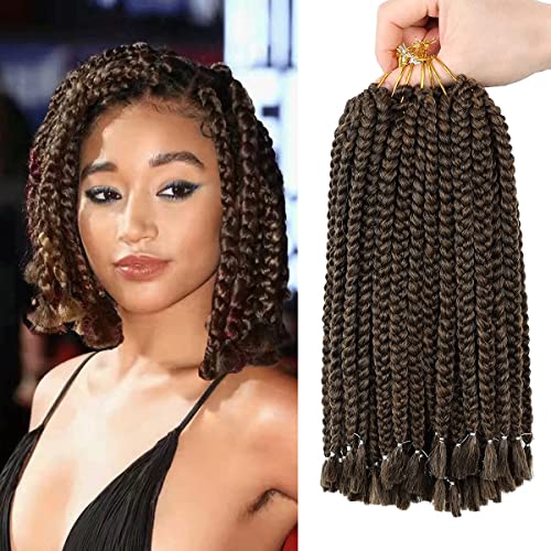 LingGuan 10 Inch Box Braids Crochet Hair Short 6 Packs Medium Width Crochet Box Braids Pre looped 75g/Packs