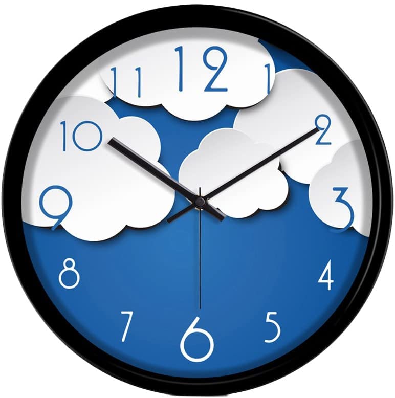 Horloge Murale Nuage Bleu Cadre Métal : Grande Horloge Maison et Balcon