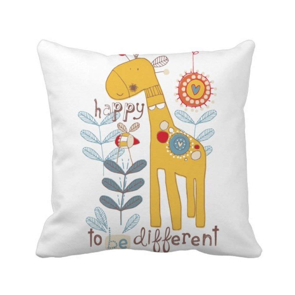 Housse de coussin girafe jaune animal carré grand format pour décoration canapé