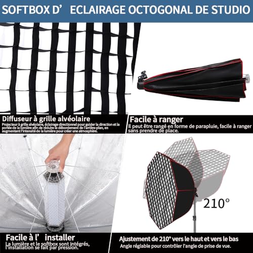 Softbox parabólico de 95 cm para iluminación de vídeos en casa y retratos 4