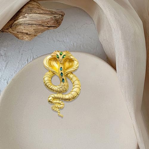 Image of Retro Crystal Snake Brooch Gold Plated Cobra Animal Corsage Suit Jacket Brooch Pin Fashion Jewelry for Men Women Gifts