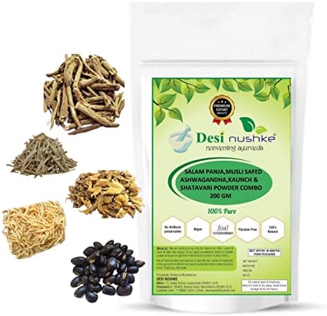 - Salam Panja, Musli Safed, Ashwagandha,Kaunch and Shatavari Combo powder | 200 GM | Energy, Immunity, Performance & Power Booster for Men Pack of 1 Month