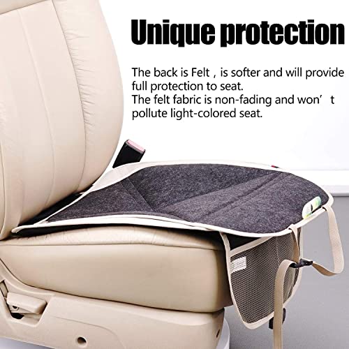 Viaviat Car Seat Protector Leather Waterproof Child Safety Seat Protector Cover With Thick Pad And 2 Large Pockets Durable Kick Mat For All Auto Seat (Beige) #TOP3