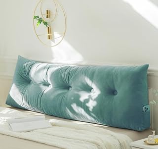 Almohada triangular de terciopelo de lujo para cama doble/king, cojín de apoyo para la espalda para leer y descansar, 200 x 40 x 12 cm (150 x 40 x 12 cm, color verde malaquita)