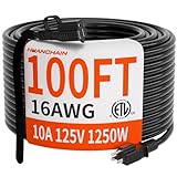 HUANCHAIN 16/3 100 Ft Outdoor Extension Cord Waterproof, 16 Gauge Flexible Cold-Resistant Appliance Extension Cord Outside, 10A 1250W 16AWG SJTW, 3 Prong Electric Cable, ETL