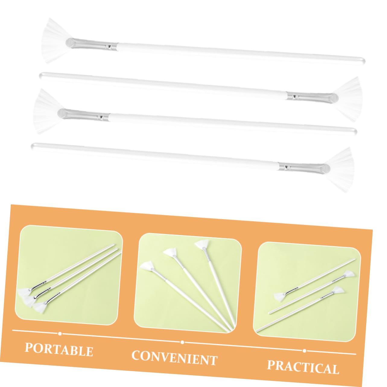Mikinona 4pcs Facial Mask Brush Fan Shaped Brushes for Mask Makeup Blending Gentle Cleansing Exfoliating