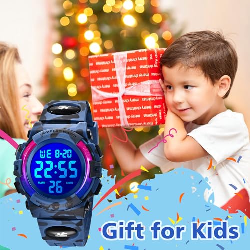 Image of Kids Watch,Boys Watch for 3-15 Year Old Boys,Digital Sport Outdoor Multifunctional Chronograph LED 50 M Waterproof Alarm Calendar Analog Watch for Children with Silicone Band,Kids Gift