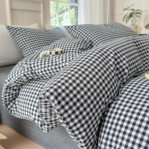 Image of Nayoroom Black and White Gingham Duvet Cover Queen Plaid Dorm Bedding