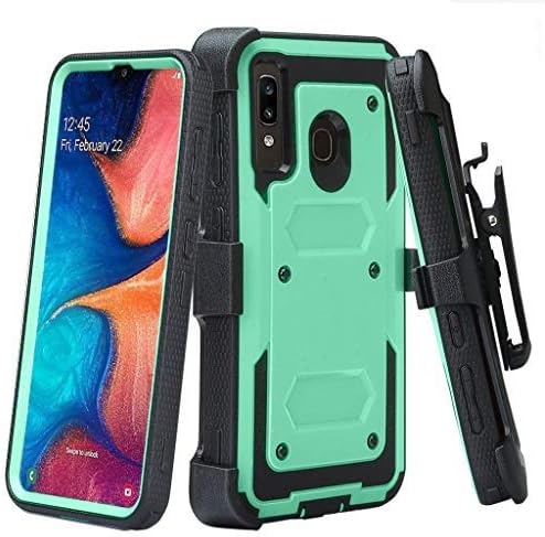 Case for Alcatel 3V 2019 Case, Built-in [Screen Protector] Heavy Duty Holster Cover [Belt Clip][Kickstand] - Teal