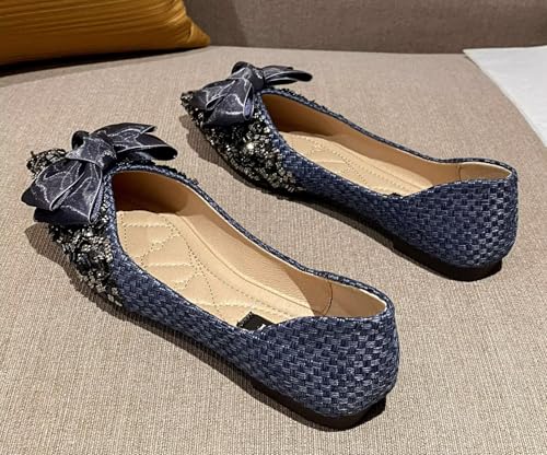 SAILING LU Dressy Shoes for Women Pointed Toe Bowknot Ballet Flats Comfortable Light Weight Slip on Walking Loafers4