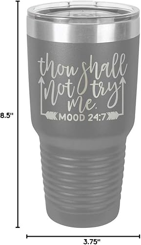 Miniatura 9 de THOUGH SHALL NOT TRY ME GREY Vaso de bebida de 30 oz con pajita  Taza de viaje grabada con láser con citas divertidas  Comparar con Yeti Rambler