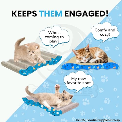 Image of Foodie Puppies 2-in-1 Reversible Cat Scratcher Pad with Catnip for Cats & Kittens, (Zig Zag, 43 x 26 x 6 cm) | Durable Corrugated Cardboard Cat Scratching Board | Scratch Post for Furniture Protection