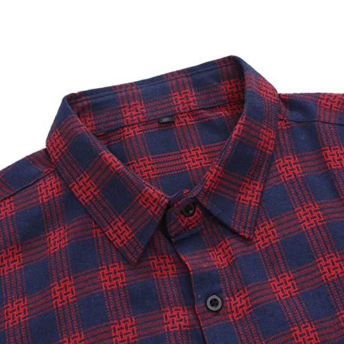 Men Plaid Casual Loose Shirt Jacket Loose Fit Midweight Plaid Shirt Lapel Long Sleeve Button Down Flannel Shirt3