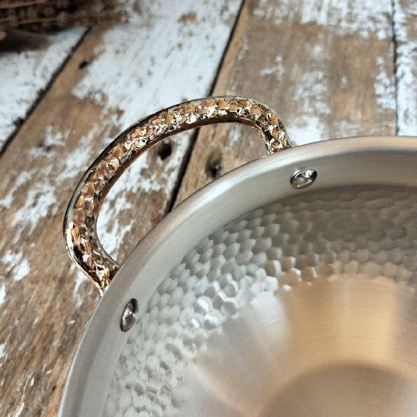 ヴィンテージ 純銅 槌目 両手鍋 18cm 鉄の取っ手 銅鍋 ポット