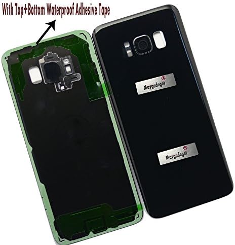 New Maygadget for Samsung Galaxy S8 5.8 G950 Rear Panel True Glass Back Cover Housing Replacement W/Waterproof Adhesive,Rear Camera Cover Lens&Flash Diffuser-Black