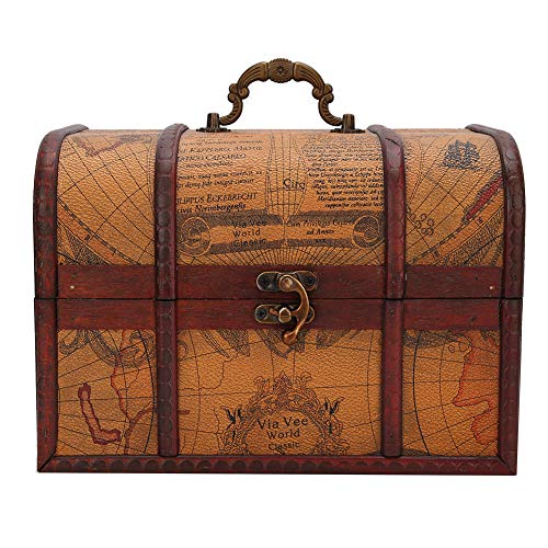 CGgJT Schmuckaufbewahrungsbox, Vintage-Holzschmuck-Box-Dekoration Staubfest Schmuckkasten-Anzeigen-Organizer-Fall for Lecklaces, Ringe, Ohrringe, kleines Objekt (s gelbe Karte)